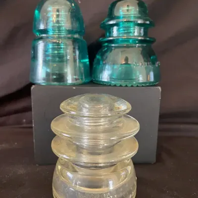 3 Vintage Glass Telephone Pole Insulators