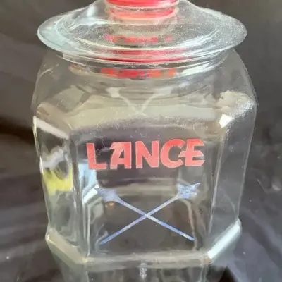 Vintage Lance Glass Store Display Jar With Lid