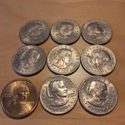Susan B. Anthony & Sacagawea U.S. Dollar Coins – 9 Coins