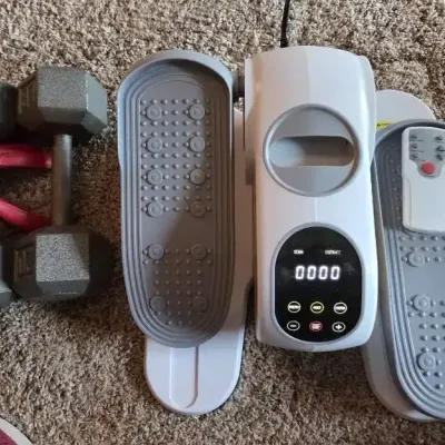 Under-Desk Elliptical Exerciser with Remote & Dumbbell Weight Set