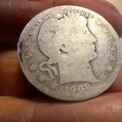 1908 Barber Quarter – 90% Silver U.S. Coin