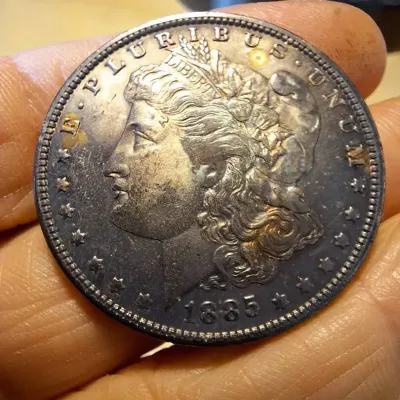 1885 Morgan Silver Dollar – Colorful Rainbow Toning