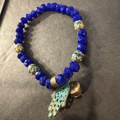 Dark blue beaded stretch bracelet