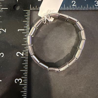 shiny stainless steel Italian charm starter bracelet featuring blank modular links.
