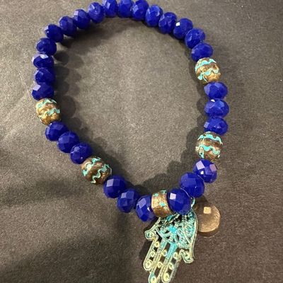 Dark blue beaded stretch bracelet