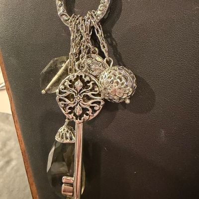 Lia Sophia marked silver tone tassel necklace