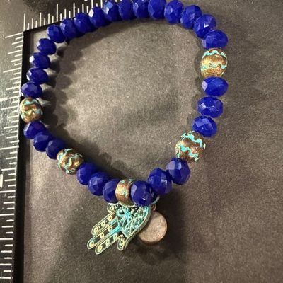 Dark blue beaded stretch bracelet