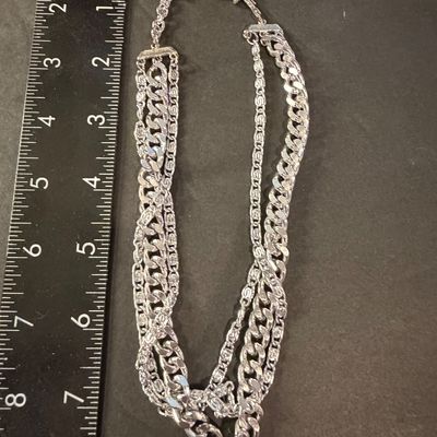 Vintage Cora marked silver tone multilayer necklace