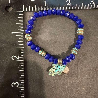 Dark blue beaded stretch bracelet