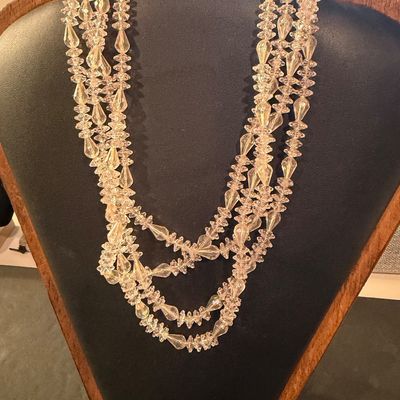 Vintage Germany marked crystal necklace multilayer