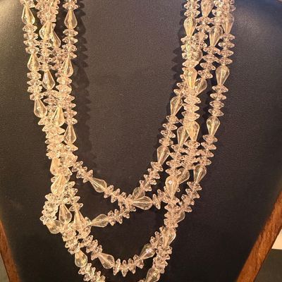 Vintage Germany marked crystal necklace multilayer