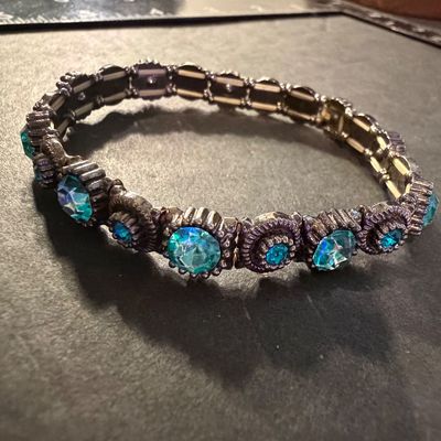 Aqua colored gemstone type stretch bracelet