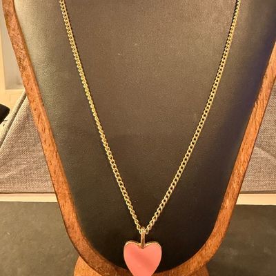 Gold tone necklace and earring heart set