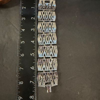 Vintage silver tone statement bracelet