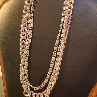 Vintage Cora marked silver tone multilayer necklace