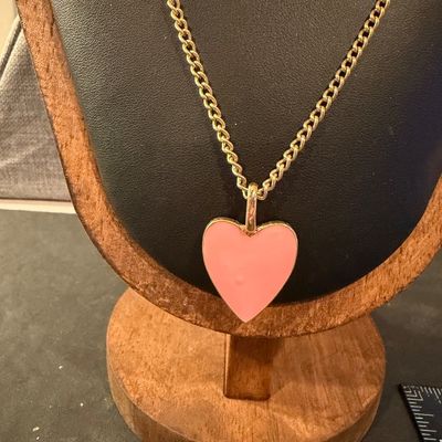 Gold tone necklace and earring heart set