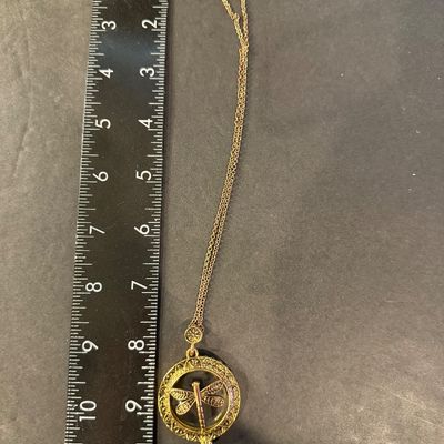 Gold tone dragonfly pendant necklace