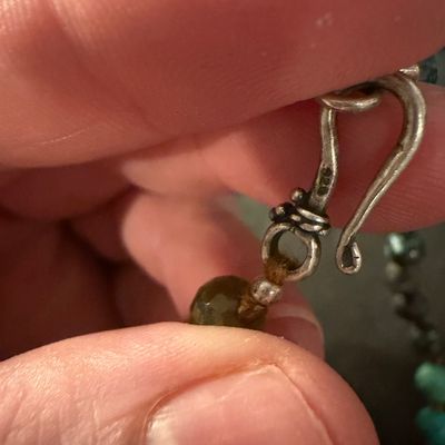 925 marked vintage stone type beaded double layer necklace