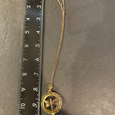 Gold tone dragonfly pendant necklace