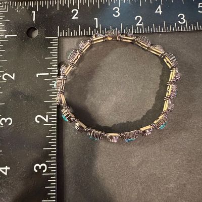 Aqua colored gemstone type stretch bracelet