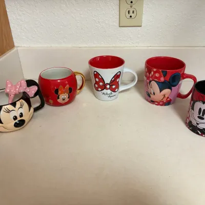 Several Disney Minnie Mouse Mugs, Including Sculpted Handles
