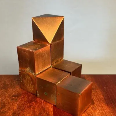 Solid Copper Magnetic Geometric Cubes and Pyramid