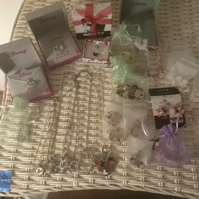 Disney-Themed Jewelry Collection with Necklaces and Earrings