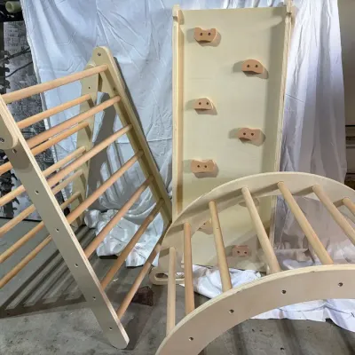 Tiny Land Pikler Triangle with Climbing Ramp and Rocker