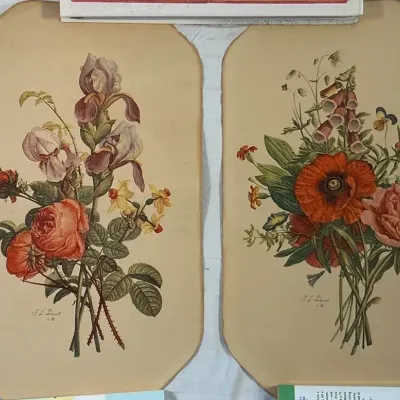 Botanical Flower Bouquet Prints After J.L. Prevost, Pair