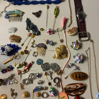 Jewelry and Accessories Collection with Brooches, Necklaces, and More