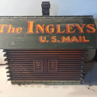 Wooden Log Cabin U.S. Mailbox with Hand-Painted Details