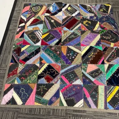 Vintage Hand Embroidered Crazy Quilt