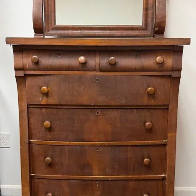 Wood Chest of Drawers with Mirror by Curtis Furniture
