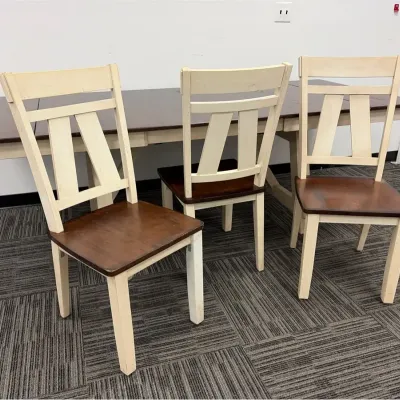 Farmhouse Style Trestle Dining Table and Chairs (3)