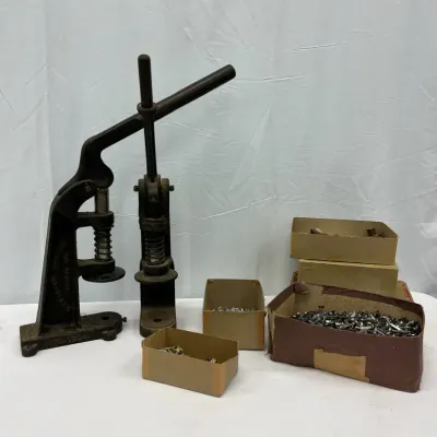 Vintage Cast Iron Button Maker By Defiance + Handy Button, + Parts