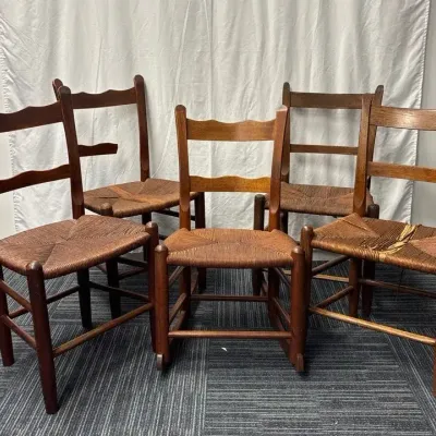Vintage Wood Chairs And A Rocker