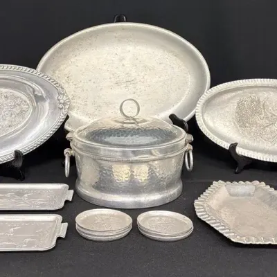 Hand Wrought And Aluminum Serving Pieces