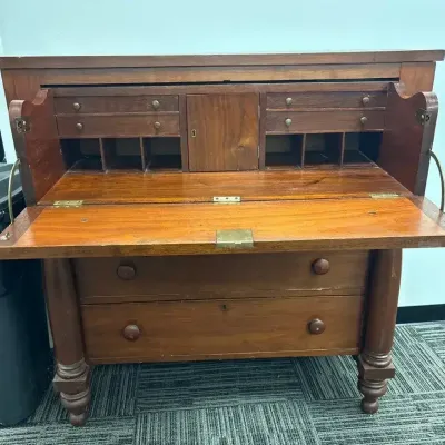 Vintage Wood Drop Front Secretary Desk