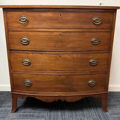 Vintage Federal Style Bowfront Chest of Drawers