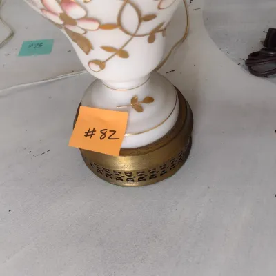 Sale Photo Thumbnail #606: Pair of Ceramic Base Table Lamps with Shades (#83)