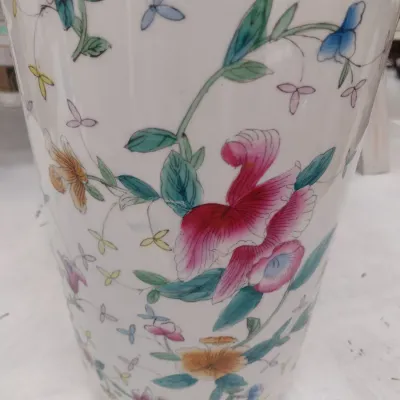 Sale Photo Thumbnail #655: Ceramic Floral Pattern Umbrella Stand Floor Vase (#93)