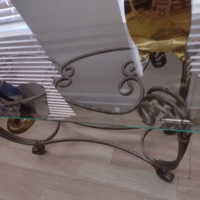 Sale Photo Thumbnail #427: Wrought Metal Base Glass Top Sofa Table (#57)