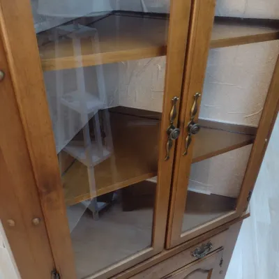 Sale Photo Thumbnail #295: Vintage Double Glass Door Corner Display Hutch (#39)