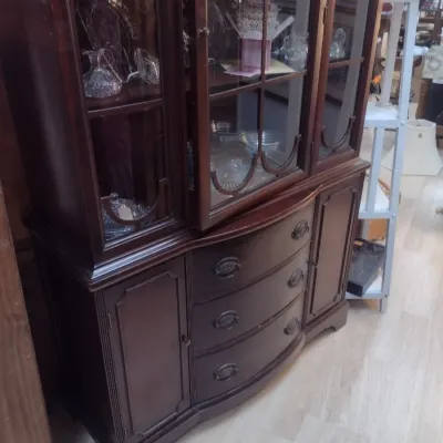 Sale Photo Thumbnail #278: Vintage Mahogany Bowfront China Hutch (#37)