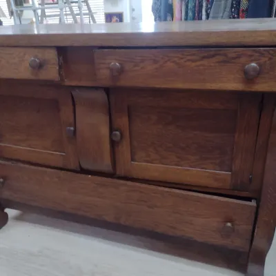 Sale Photo Thumbnail #140: Antique Tiger Oak Sideboard (#19)
