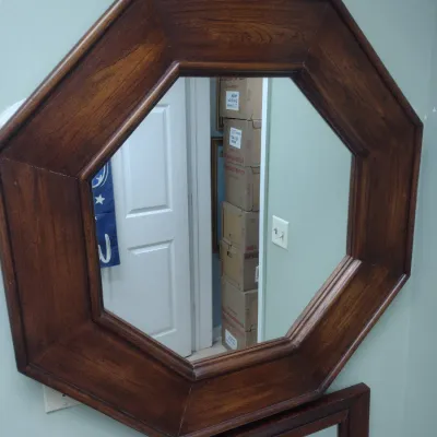 Sale Photo Thumbnail #677: Wood Framed Octagonal Wall Mirror (#97)