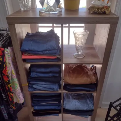 Sale Photo Thumbnail #494: Wood Finish Open Compartment Display Shelf (#66)