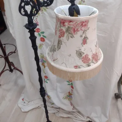 Sale Photo Thumbnail #541: Vintage Cast Metal Bridge Arm Floor Lamp with Shade (#72)