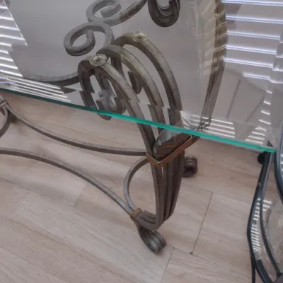 Sale Photo Thumbnail #428: Wrought Metal Base Glass Top Sofa Table (#57)