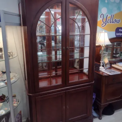 Sale Photo Thumbnail #119: Mahogany China Hutch with Arch Top Double Doors (#17)